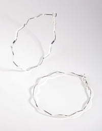 Silver Wiggle Hoop Earrings - link has visual effect only