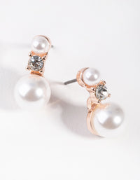 Rose Gold Dainty Double Pearl Earrings - link has visual effect only