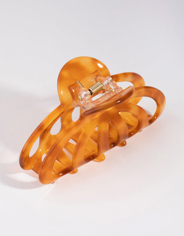 Cream Ceramic Swirl Five Hole Acetate Claw