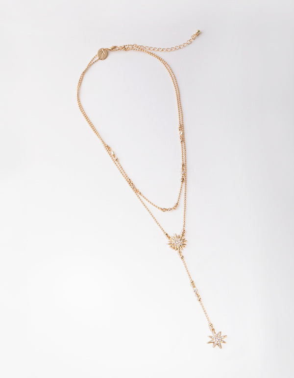 Cubic Zirconia Starburst Y-Neck Necklace