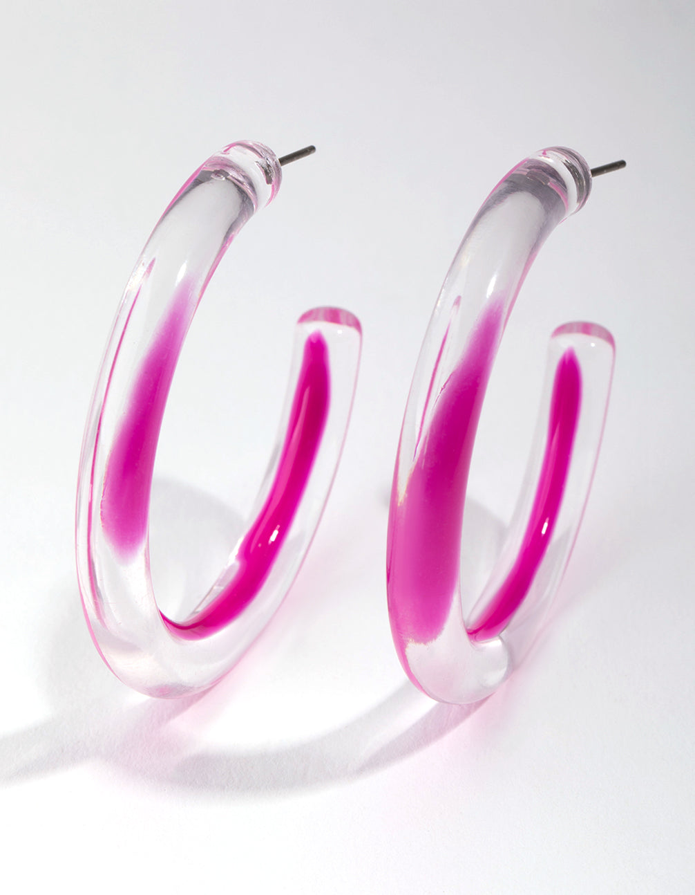 Acrylic Bright Pink Hoop Earrings