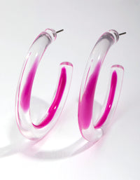 Acrylic Bright Pink Hoop Earrings - link has visual effect only