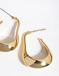 Gold Plated Rectangle Wide Hoop Earrings - link has visual effect only