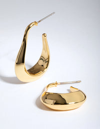 Gold Plated Rectangle Wide Hoop Earrings - link has visual effect only