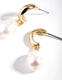Gold Freshwater Pearl Huggie Hoop Earrings - link has visual effect only