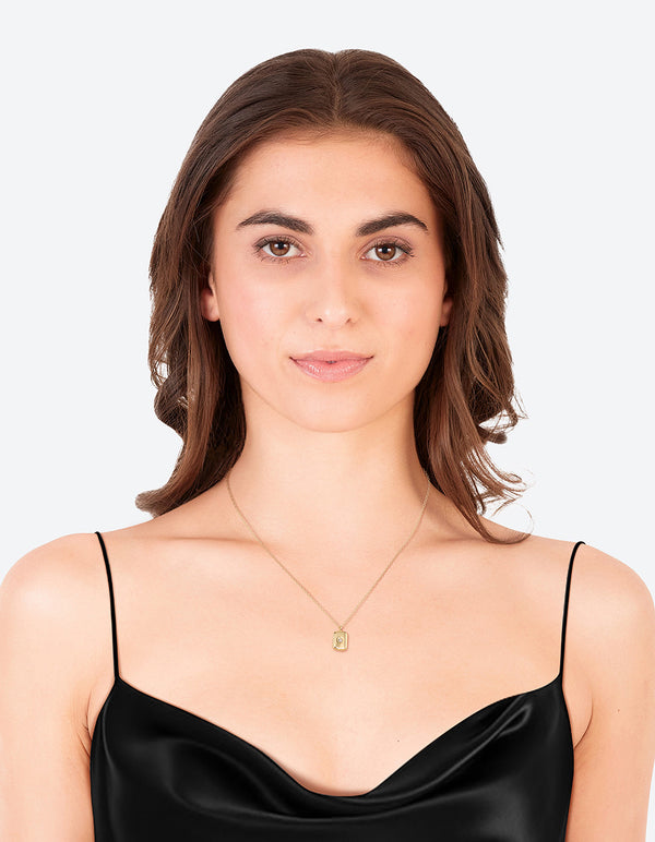 Gold Plated Diamante Rectangle Necklace