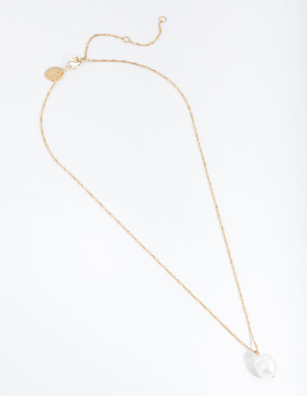 Gold Plated Single Freshwater Pearl Necklace