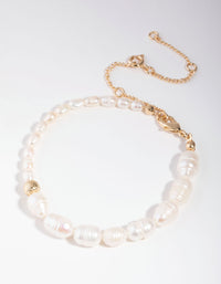 Gold Plated Freshwater Pearl Bracelet - link has visual effect only