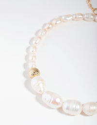 Gold Plated Freshwater Pearl Bracelet - link has visual effect only
