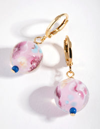 Gold Painted Bead Drop Earrings - link has visual effect only