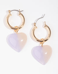 Gold Iridescent Heart Huggie Earrings - link has visual effect only