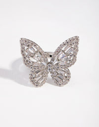 Silver Diamond Simulant Butterfly Ring - link has visual effect only