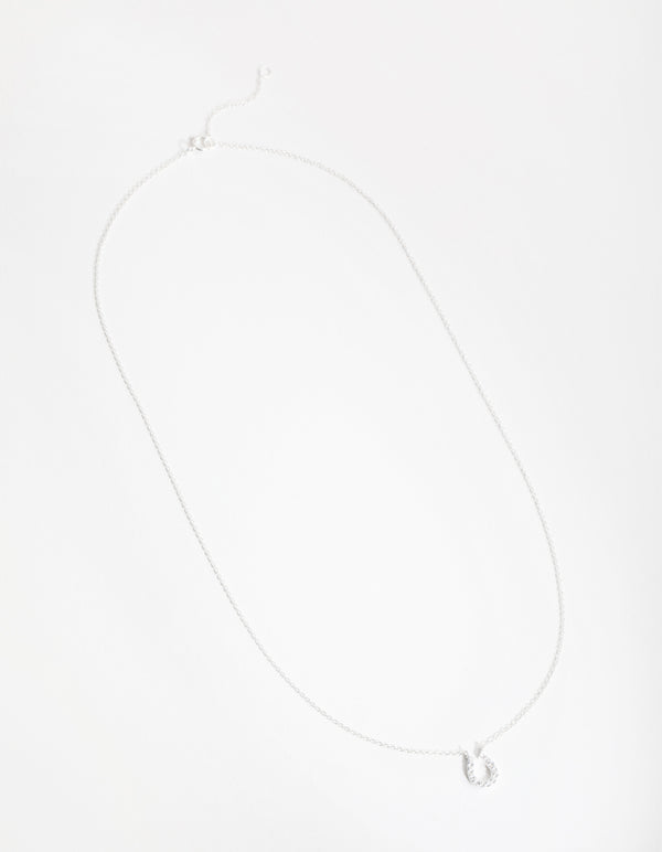 Sterling Silver Mini Pave Horseshoe Necklace