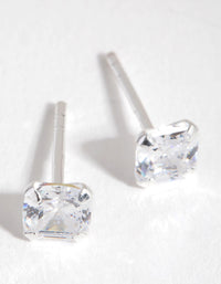 Sterling Silver Cubic Zirconia 3/4 Carat Asscher Stud Earrings - link has visual effect only