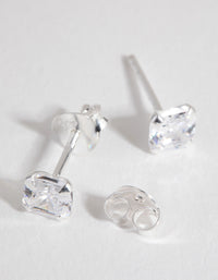 Sterling Silver Cubic Zirconia 3/4 Carat Asscher Stud Earrings - link has visual effect only