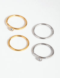 Surgical Steel Diamante Top Nose Ring 4-Pack - link has visual effect only