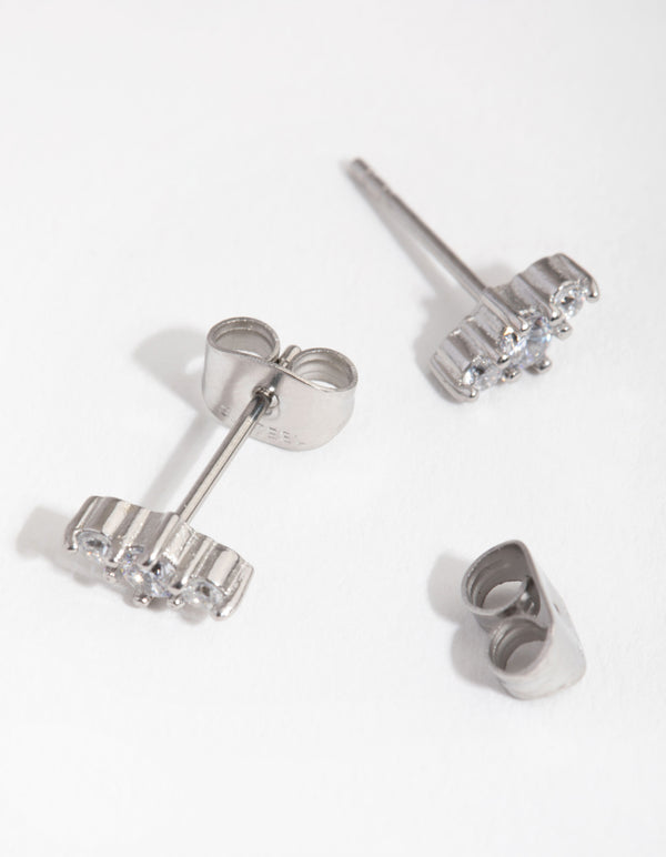 Surgical Steel Cubic Zirconia Bar Stud Earrings