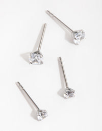 Surgical Steel Round Cubic Zirconia Pack Stud Earrings - link has visual effect only