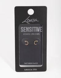 24 Carat Gold Plated Surgical Steel Fine 5mm Sleeper Earrings - link has visual effect only