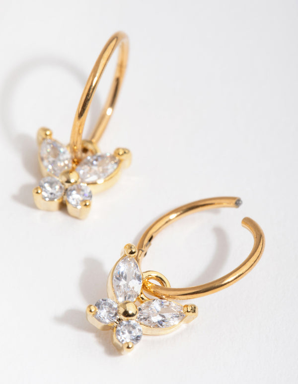 24 Carat Gold Plated Surgical Steel Butterfly Sleeper Earrings