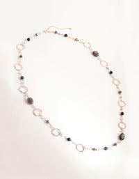 Rose Gold Crater Hoop & Bead Necklace - link has visual effect only