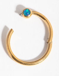 Titanium Gold Faux Opal Clicker Belly Ring - link has visual effect only