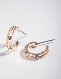Rose Gold Diamante Ladder Huggie Earrings - link has visual effect only