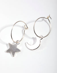 Silver Star Moon Huggie Earrings - link has visual effect only