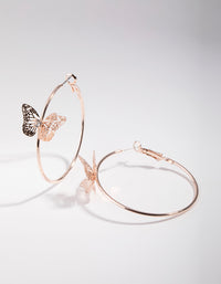 Rose Gold Diamante Butterfly Hoop Earrings - link has visual effect only