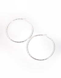 Silver Twist Textured Hoop Earrings - link has visual effect only