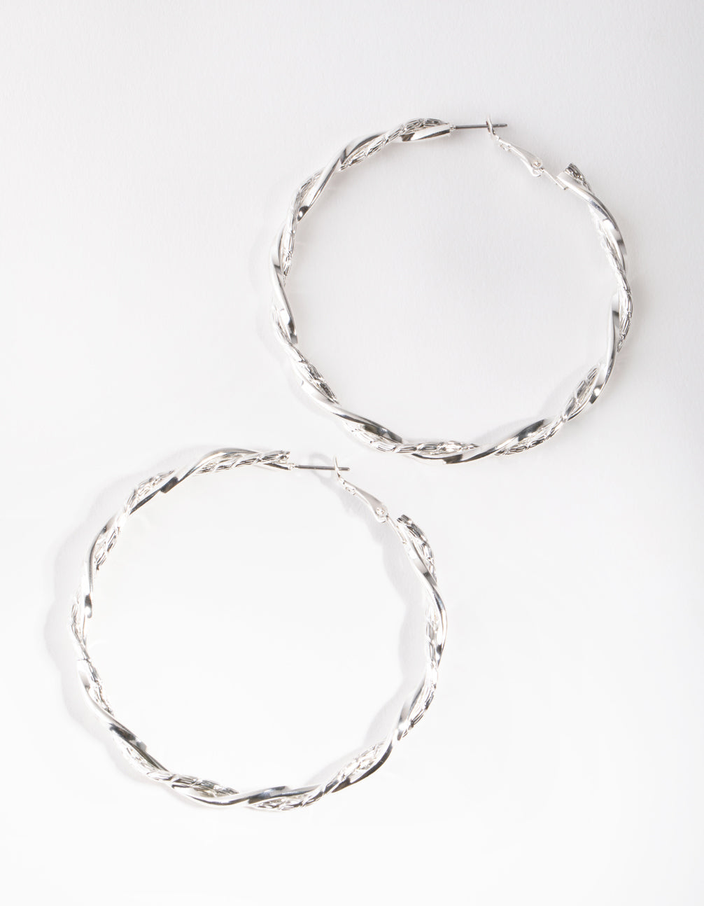 Silver Double Twist Hoop Earrings