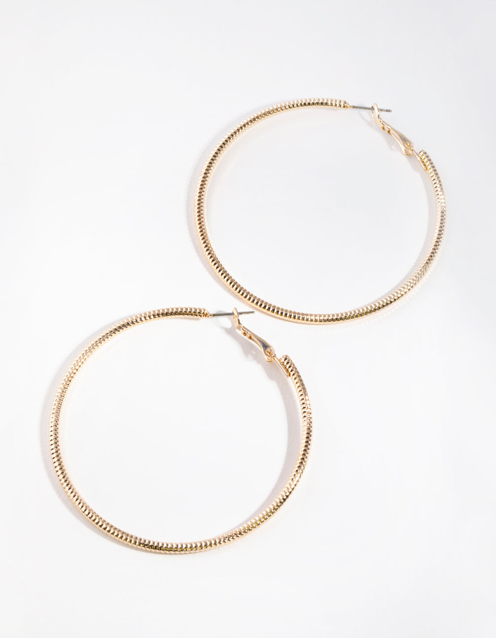 Gold Thin Rope Textured Hoop Earrings