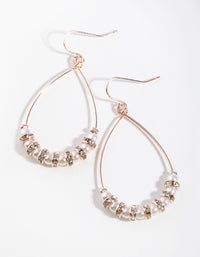 Rose Gold Bead & Diamante Hoop Earrings - link has visual effect only