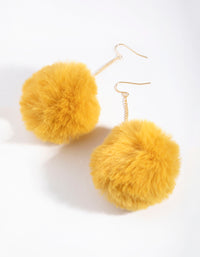 Yellow Pom Pom Drop Earrings - link has visual effect only