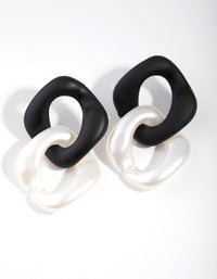Plastic Double Link Drop Earrings - link has visual effect only