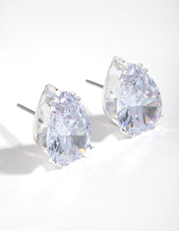 Silver Teardrop Stone Claw Stud Earrings - link has visual effect only