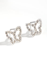 Silver Diamante Butterfly Stud Earrings - link has visual effect only