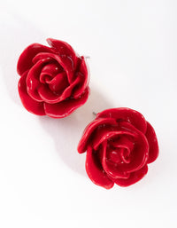 Gold Large Rose Stud Earrings - link has visual effect only