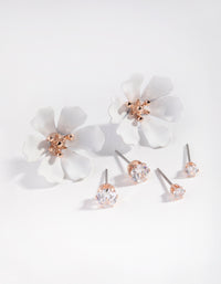 Rose Gold Large Flower Pack Stud Earring - link has visual effect only