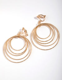 Silver Five Diamond Cut Circle Clip Earrings - link has visual effect only