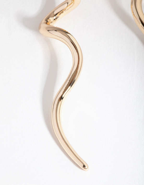 Gold Squiggle Drop Earrings