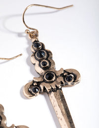 Burnished Gold Sword Drop Earrings - link has visual effect only