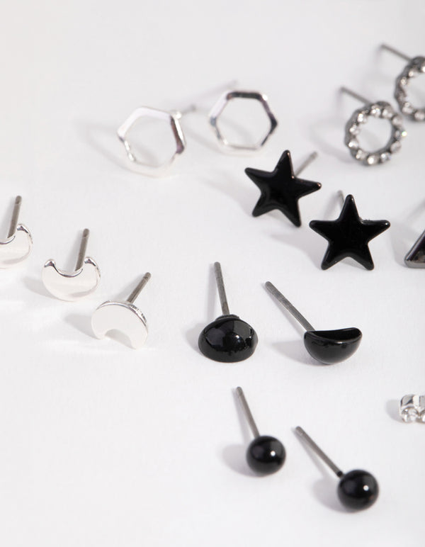 Mixed Metal Geometric Shapes Earring 12-Pack