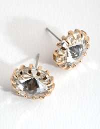 Gold Claw Facet Stone Stud Earrings - link has visual effect only