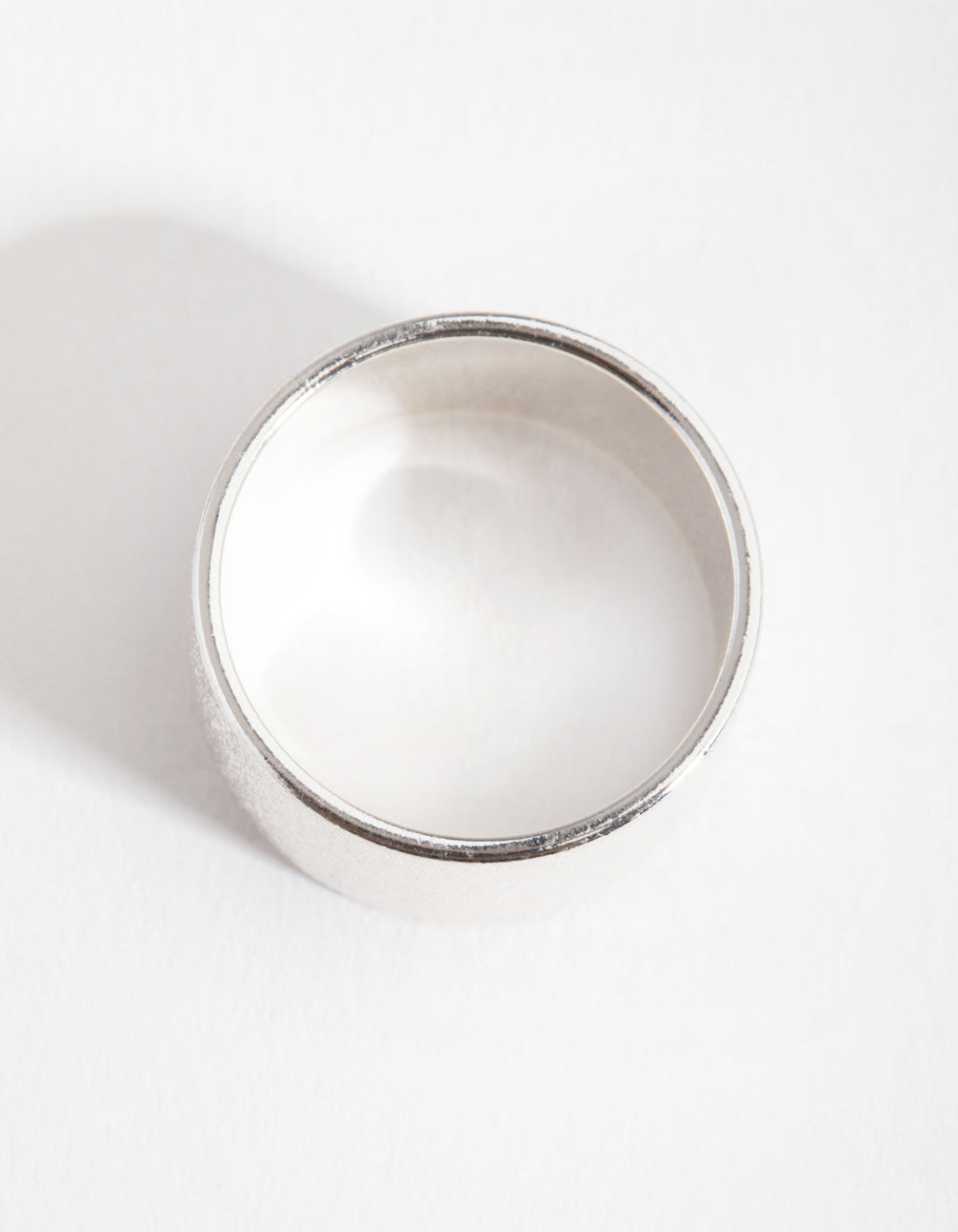 Silver Textured Wide Band Ring
