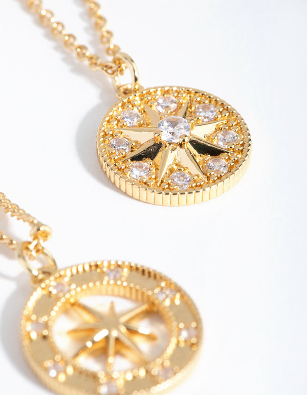 18ct Gold Plated Northern Star Necklace Set