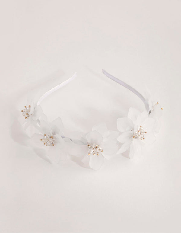 Frosted Acrylic Beaded Flower Headband