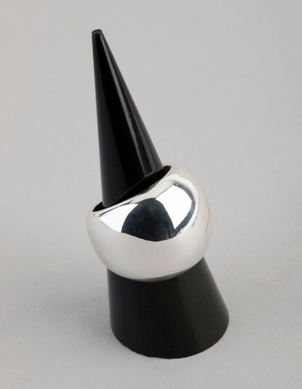 Silver Plated Brass Statement Rounded Ring