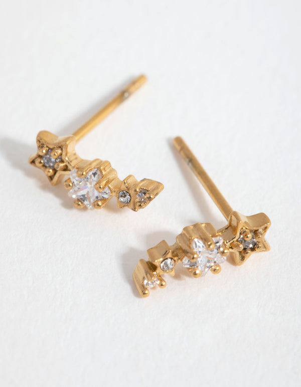 Surgical Steel Gold Shooting Star Stud Earring