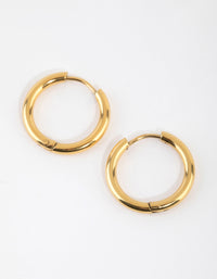 Gold Plated Surgical Steel Medium Huggie Hoop Earrings - link has visual effect only